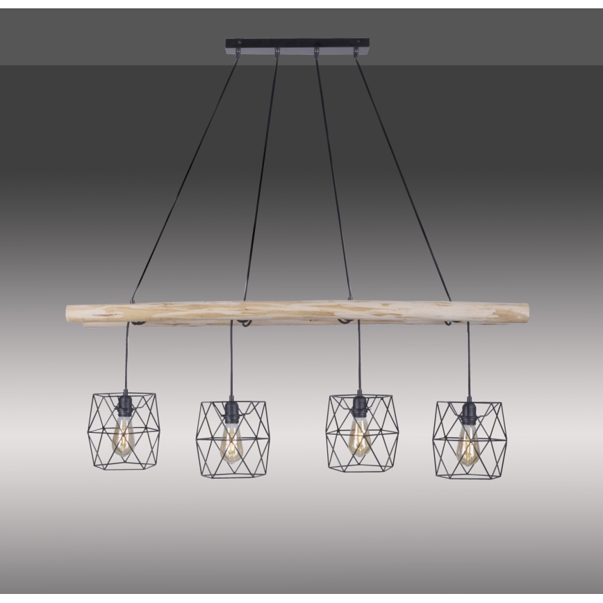 Leuchten Direkt 15036-18 - Kattokruunu johdossa EDGAR 4xE27/60W/230V eukalyptus