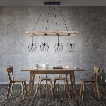 Leuchten Direkt 15036-18 - Kattokruunu johdossa EDGAR 4xE27/60W/230V eukalyptus