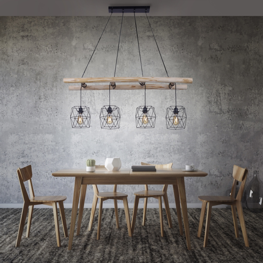 Leuchten Direkt 15036-18 - Kattokruunu johdossa EDGAR 4xE27/60W/230V eukalyptus