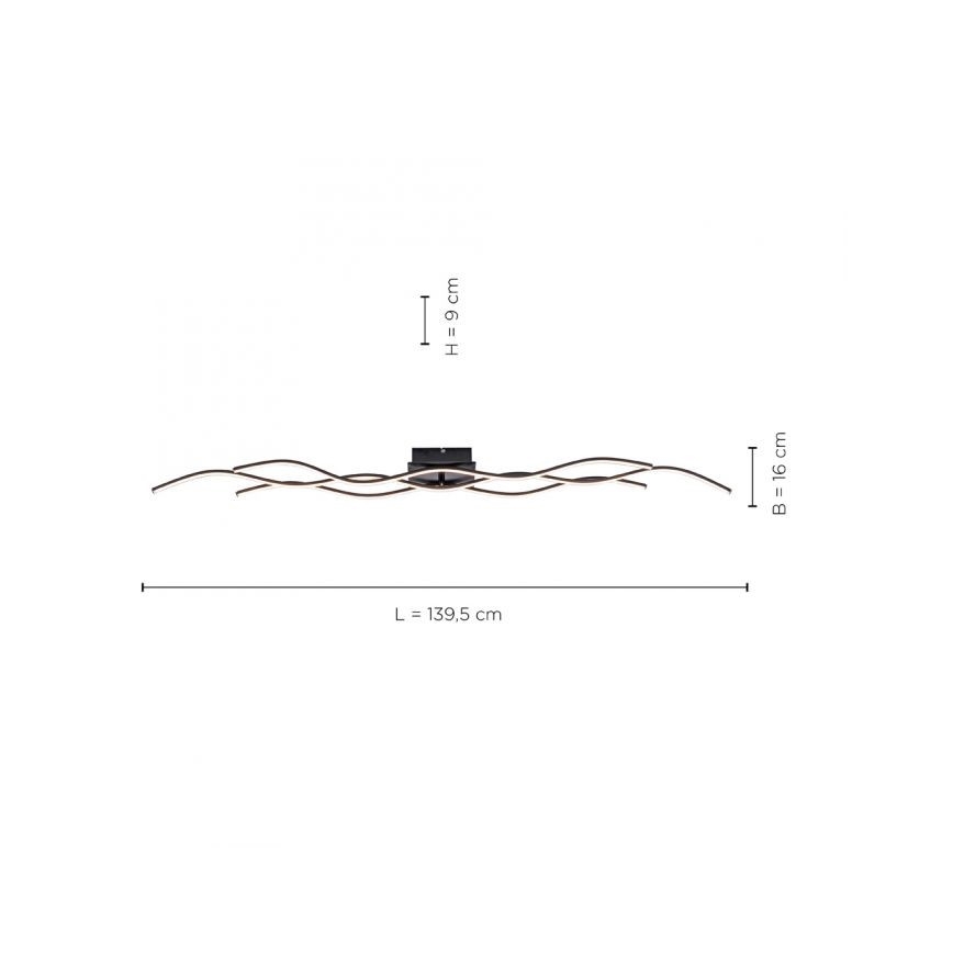 Leuchten Direkt 15167-18-LED Pinta-asetettava kattokruunu WAWE 2xLED/12,5W/230V+1xLED/17W musta
