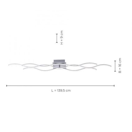Leuchten Direkt 15167-55 - LED PInta-asetettava kattokruunu WAWE 2xLED/12,5W/230V+1xLED/17W mattakromi