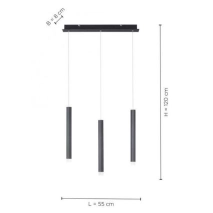 Leuchten Direkt 15203-18 - LED Kattokruunu johdossa 3xLED/4,8W/230V musta