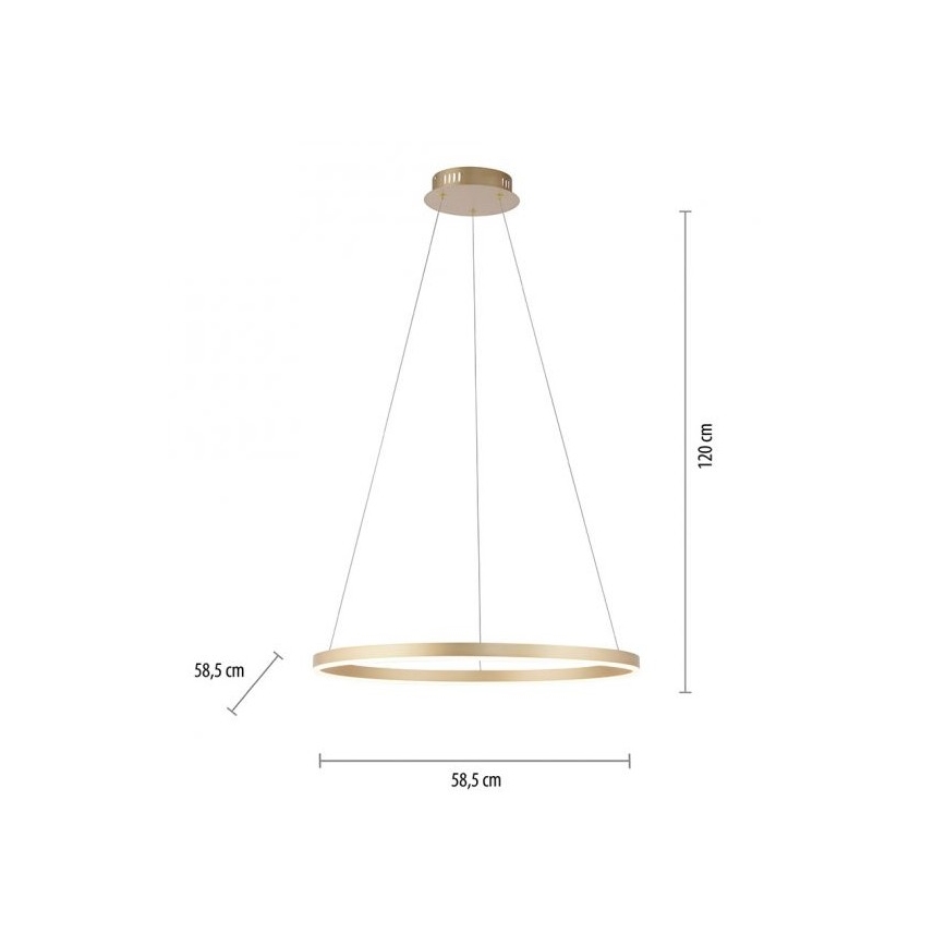 LLeuchten Direkt 15394-60 - LED-himmennettävä kattokruunu nauhalla RITUS LED/30W/230V messinki