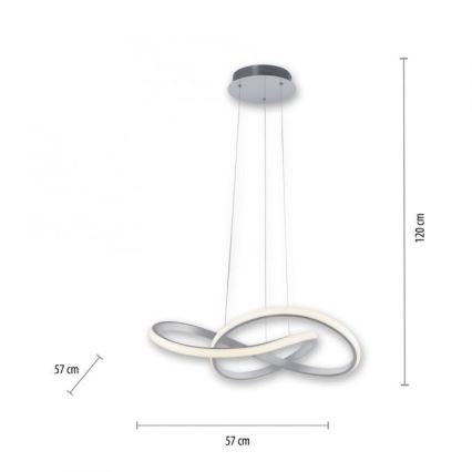 Leuchten Direkt 15402-95 - LED Himmennettävä kattokruunu johdossa MARIA LED/25W/230V mattakromi