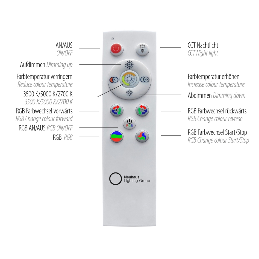 Leuchten Direkt 15411-2 - LED RGB Himmennettävä kattovalo CYBA 26W/230V + kaukosäädin