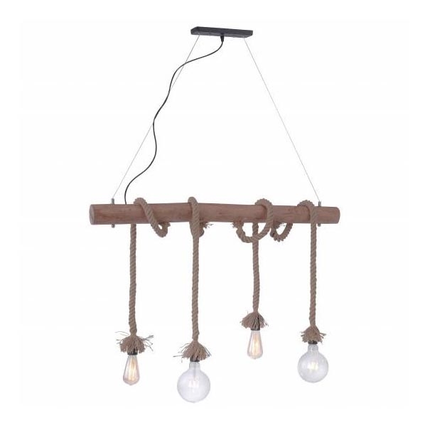 Leuchten Direkt 15483-18 - Kattokruunu narulla ROPE 4xE27/60W/230V