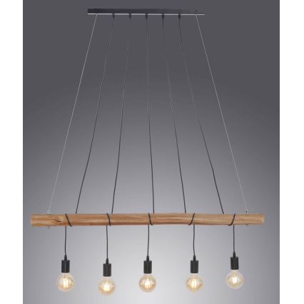 Leuchten Direkt 15515-18 - Kattokruunu johdossa DAMIAN 5xE27/60W/230V eukalyptus