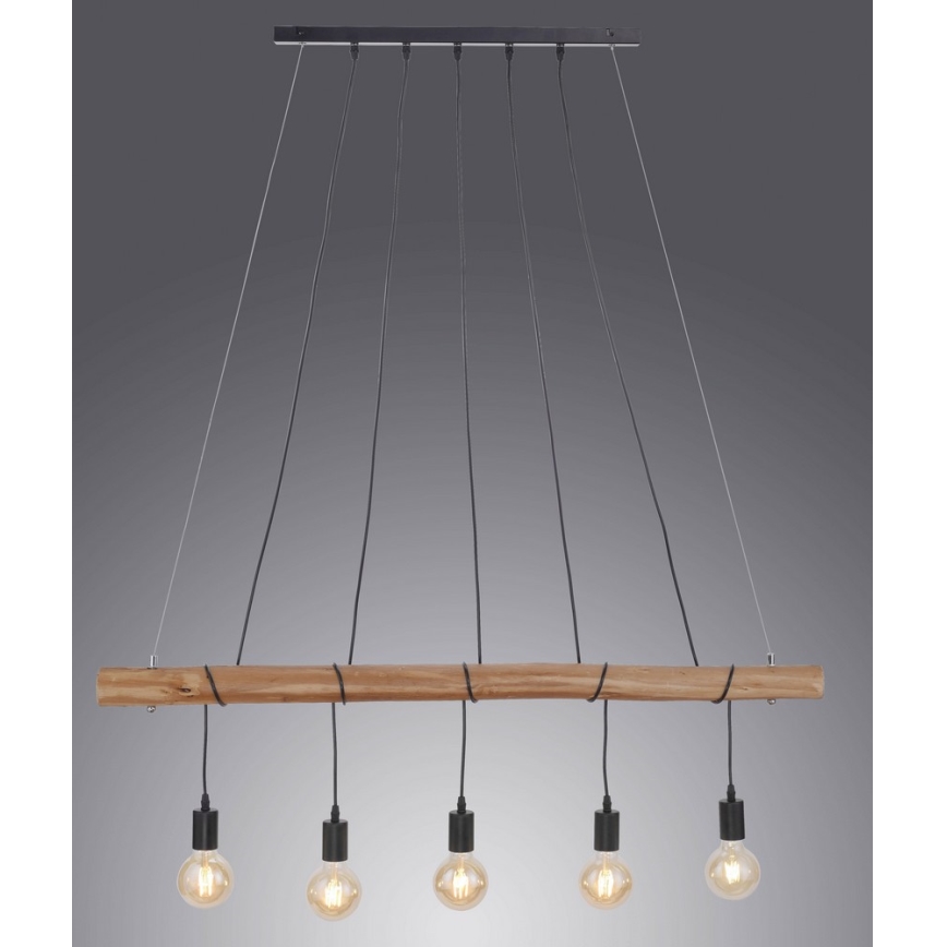 Leuchten Direkt 15515-18 - Kattokruunu johdossa DAMIAN 5xE27/60W/230V eukalyptus