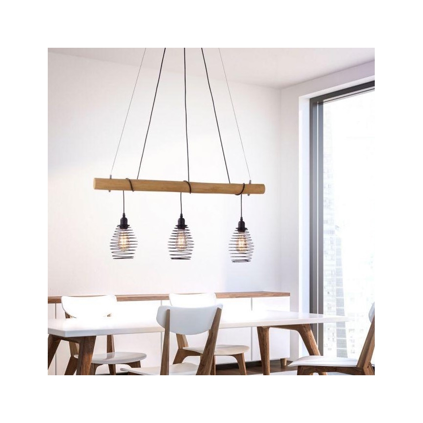 Leuchten Direkt 15526-79 - Kattokruunu johdossa SPRING 3xE27/40W/230V eukalyptus