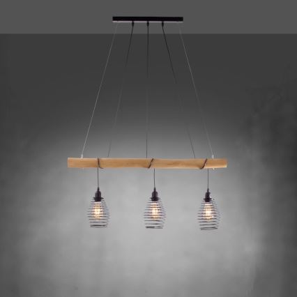 Leuchten Direkt 15526-79 - Kattokruunu johdossa SPRING 3xE27/40W/230V eukalyptus