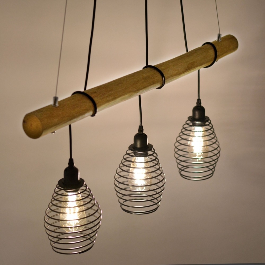 Leuchten Direkt 15526-79 - Kattokruunu johdossa SPRING 3xE27/40W/230V eukalyptus