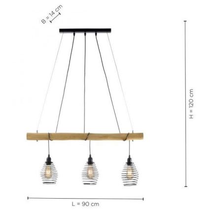 Leuchten Direkt 15526-79 - Kattokruunu johdossa SPRING 3xE27/40W/230V eukalyptus