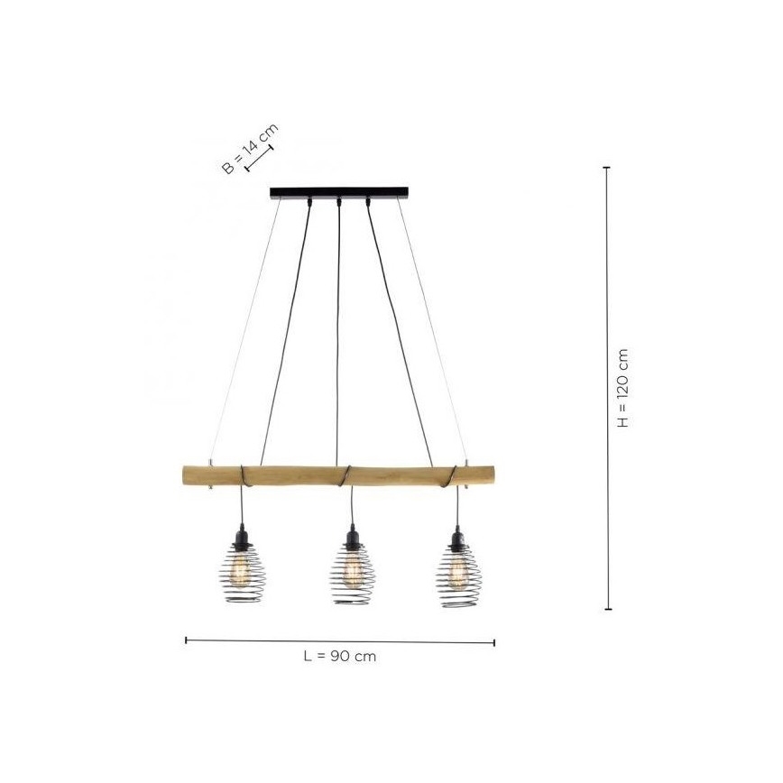 Leuchten Direkt 15526-79 - Kattokruunu johdossa SPRING 3xE27/40W/230V eukalyptus