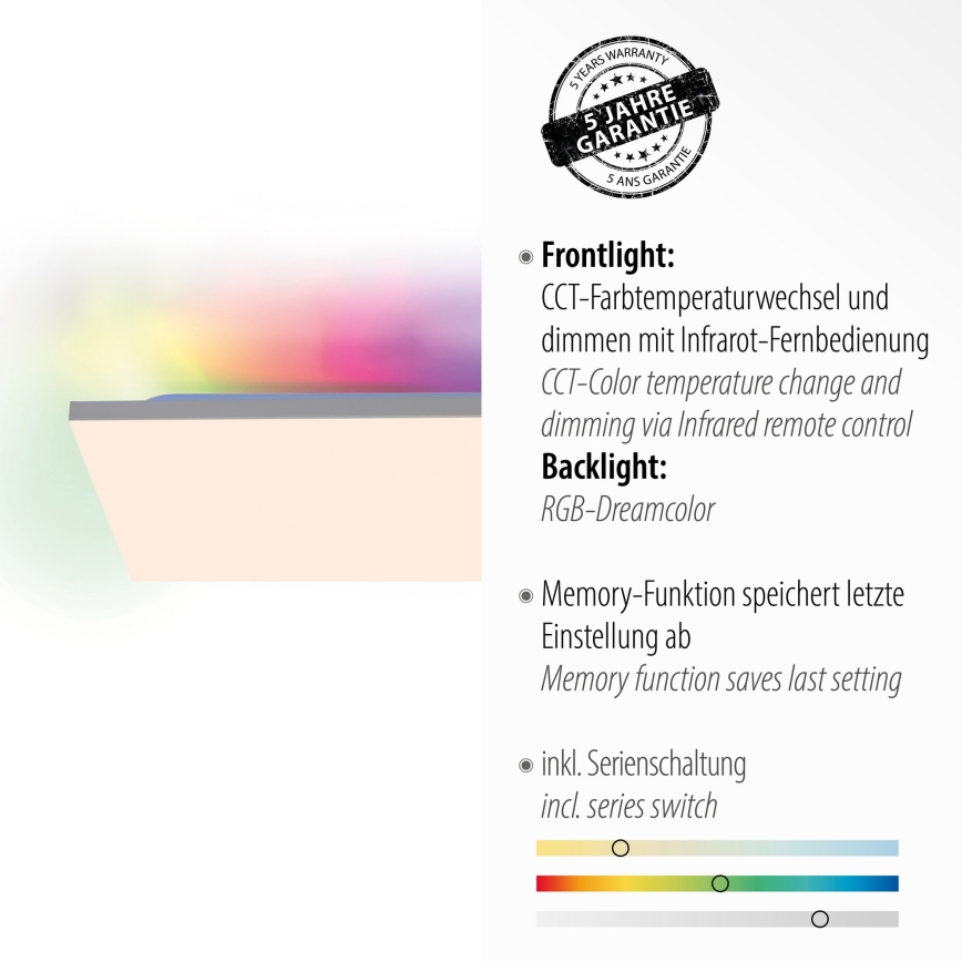 Leuchten Direkt 15562-16 - LED RGB Himmennettävä kattovalo CONRAD LED/35W/230V + kaukosäädin