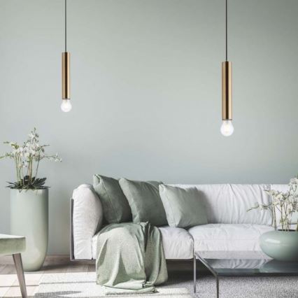 Leuchten Direkt 15617-60 - Riippuvalaisin BRUNA 1xE27/60W/230V messinki