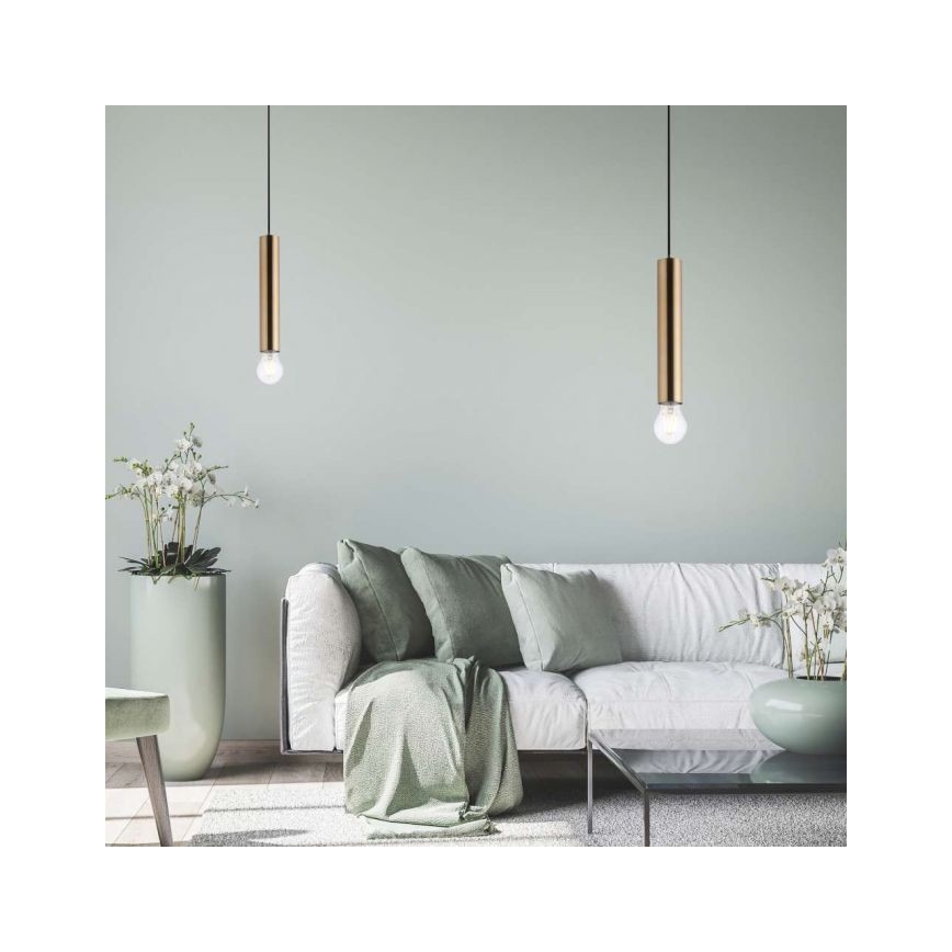 Leuchten Direkt 15617-60 - Riippuvalaisin BRUNA 1xE27/60W/230V messinki