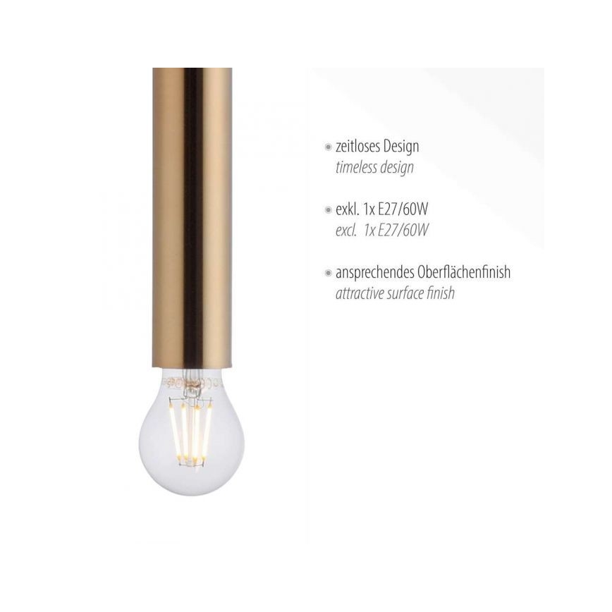 Leuchten Direkt 15617-60 - Riippuvalaisin BRUNA 1xE27/60W/230V messinki