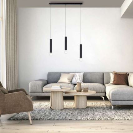 Leuchten Direkt 15618-18 - Riippuvalaisin BRUNA 3xE27/60W/230V musta