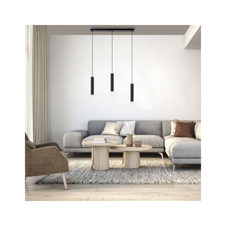 Leuchten Direkt 15618-18 - Riippuvalaisin BRUNA 3xE27/60W/230V musta