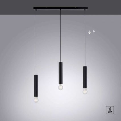 Leuchten Direkt 15618-18 - Riippuvalaisin BRUNA 3xE27/60W/230V musta