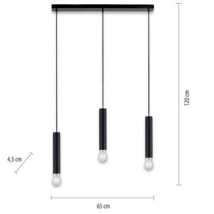 Leuchten Direkt 15618-18 - Riippuvalaisin BRUNA 3xE27/60W/230V musta