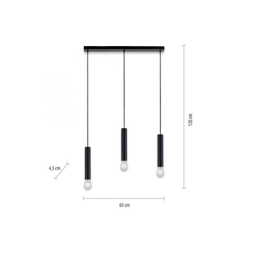 Leuchten Direkt 15618-18 - Riippuvalaisin BRUNA 3xE27/60W/230V musta