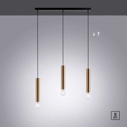 Leuchten Direkt 15618-60 - Riippuvalaisin BRUNA 3xE27/60W/230V messinki