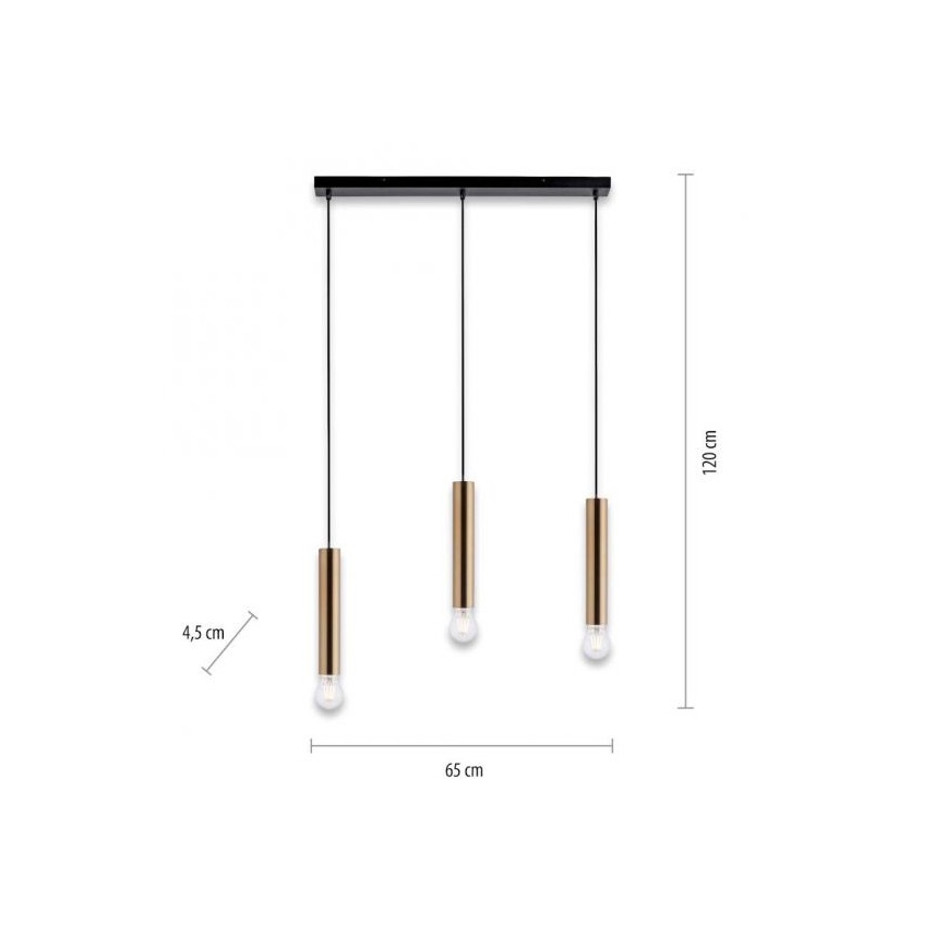 Leuchten Direkt 15618-60 - Riippuvalaisin BRUNA 3xE27/60W/230V messinki