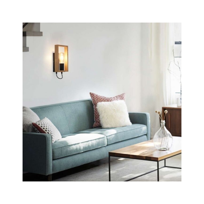 Leuchten Direkt 15654-18 - Seinävalaisin FRANKY 1xE27/60W/230V akaasia