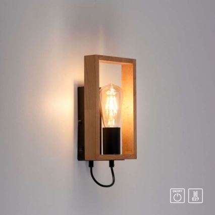 Leuchten Direkt 15654-18 - Seinävalaisin FRANKY 1xE27/60W/230V akaasia