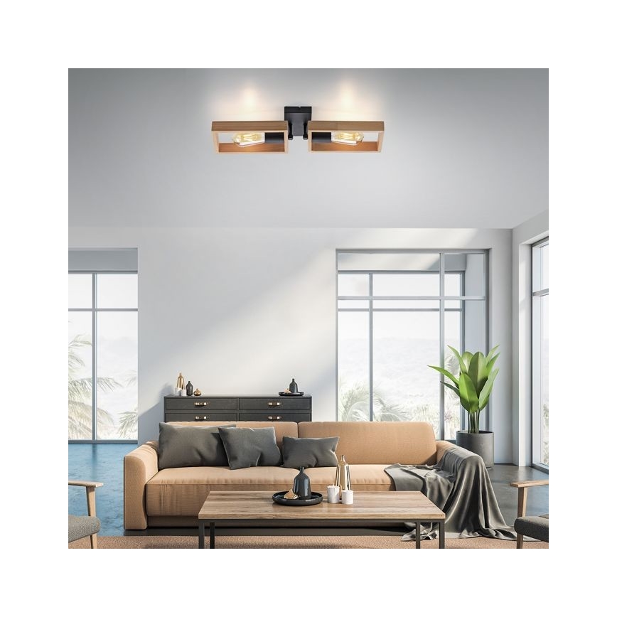 Leuchten Direkt 15657-18 - Kiinteä kattokruunu FRANKY 2xE27/60W/230V akaasia