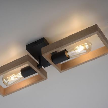 Leuchten Direkt 15657-18 - Kiinteä kattokruunu FRANKY 2xE27/60W/230V akaasia