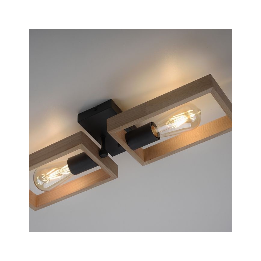 Leuchten Direkt 15657-18 - Kiinteä kattokruunu FRANKY 2xE27/60W/230V akaasia