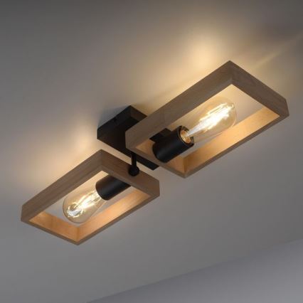 Leuchten Direkt 15657-18 - Kiinteä kattokruunu FRANKY 2xE27/60W/230V akaasia