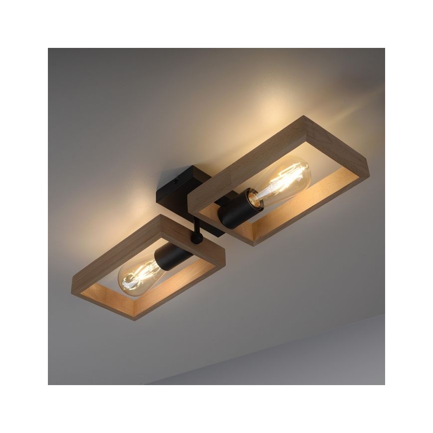 Leuchten Direkt 15657-18 - Kiinteä kattokruunu FRANKY 2xE27/60W/230V akaasia