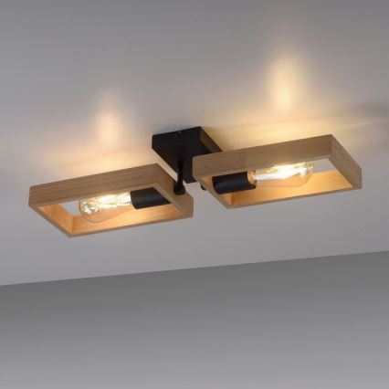 Leuchten Direkt 15657-18 - Kiinteä kattokruunu FRANKY 2xE27/60W/230V akaasia