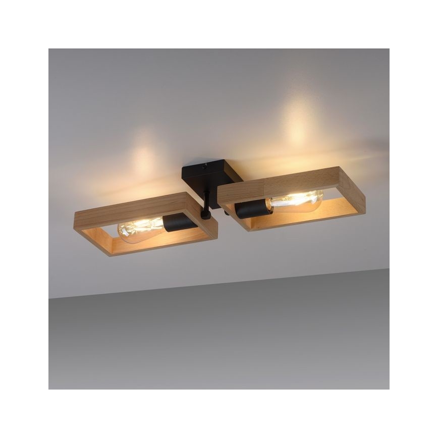 Leuchten Direkt 15657-18 - Kiinteä kattokruunu FRANKY 2xE27/60W/230V akaasia