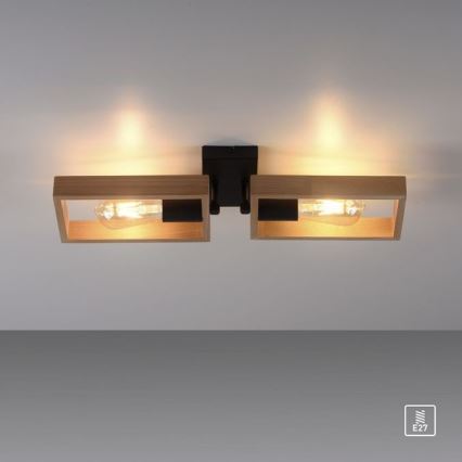 Leuchten Direkt 15657-18 - Kiinteä kattokruunu FRANKY 2xE27/60W/230V akaasia