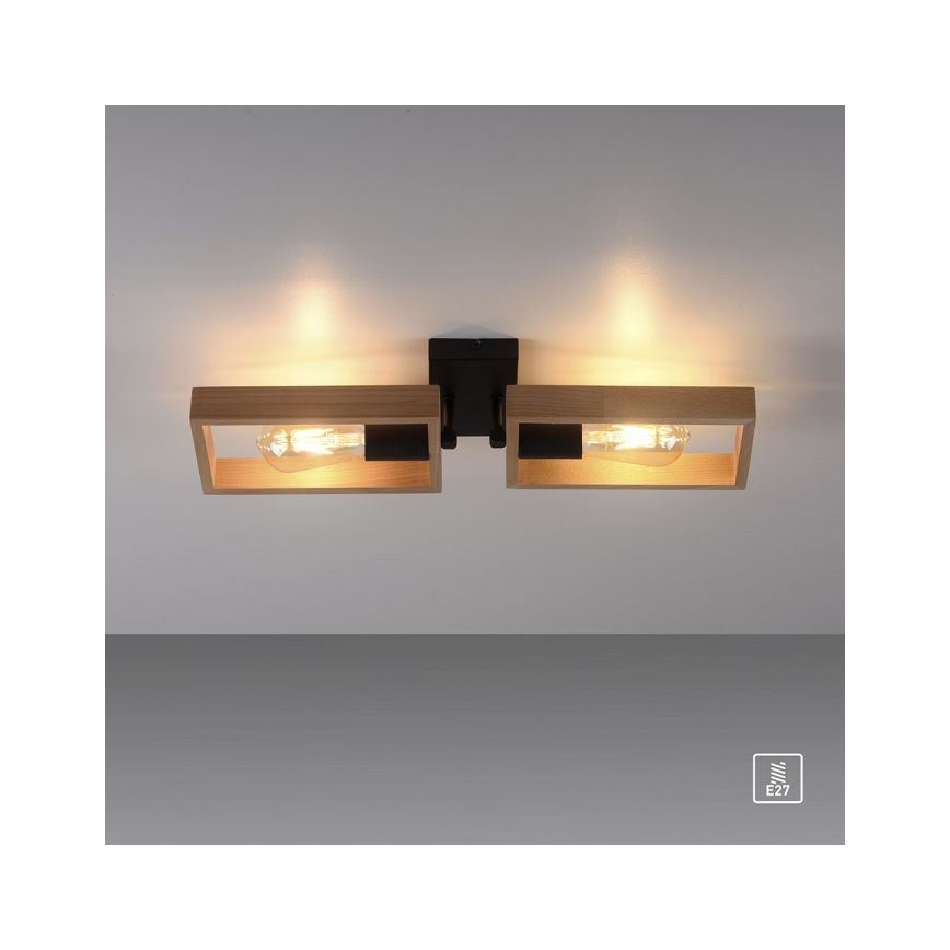 Leuchten Direkt 15657-18 - Kiinteä kattokruunu FRANKY 2xE27/60W/230V akaasia