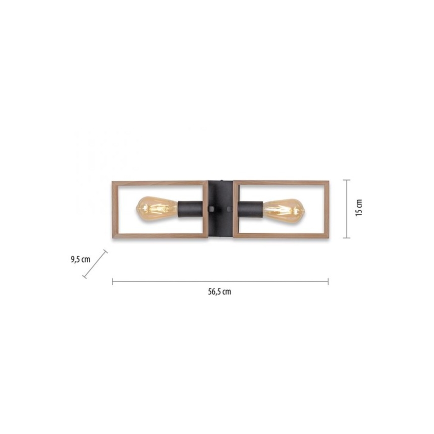 Leuchten Direkt 15657-18 - Kiinteä kattokruunu FRANKY 2xE27/60W/230V akaasia