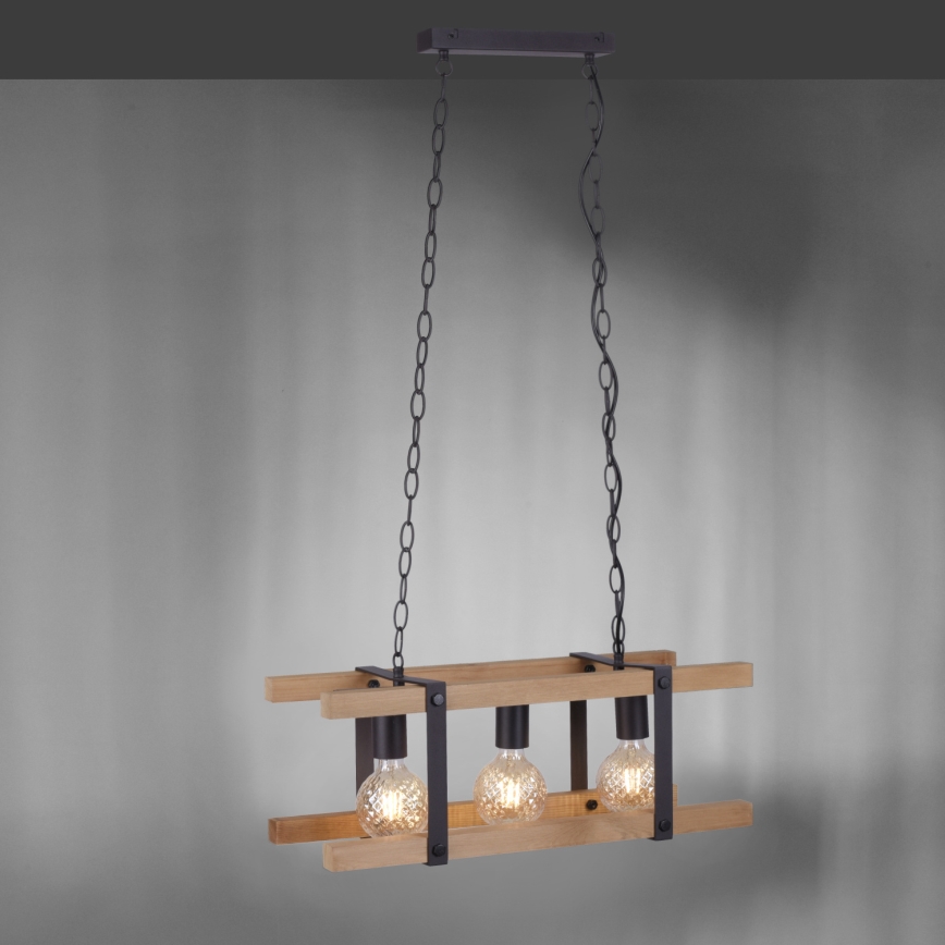 Leuchten Direkt 15683-79 - Kattokruunu ketjussa EDITH 3xE27/60W/230V mänty
