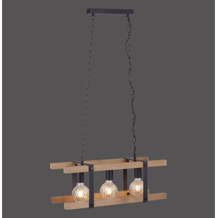 Leuchten Direkt 15683-79 - Kattokruunu ketjussa EDITH 3xE27/60W/230V mänty