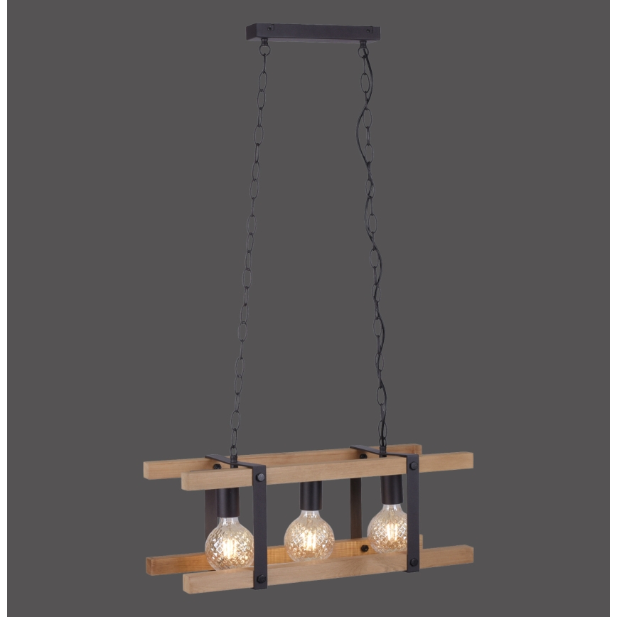 Leuchten Direkt 15683-79 - Kattokruunu ketjussa EDITH 3xE27/60W/230V mänty