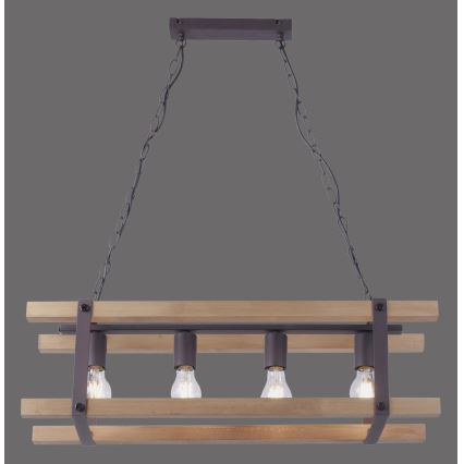 Leuchten Direkt 15684-79 - Kattokruunu ketjussa EDITH 4xE27/60W/230V mänty