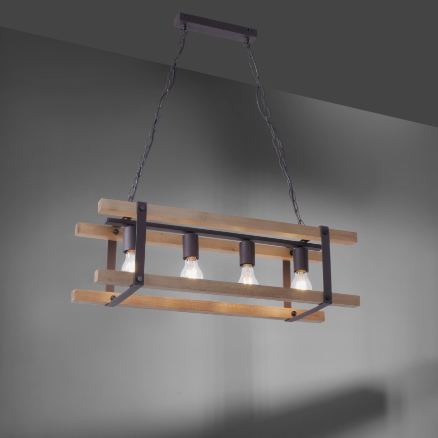 Leuchten Direkt 15684-79 - Kattokruunu ketjussa EDITH 4xE27/60W/230V mänty
