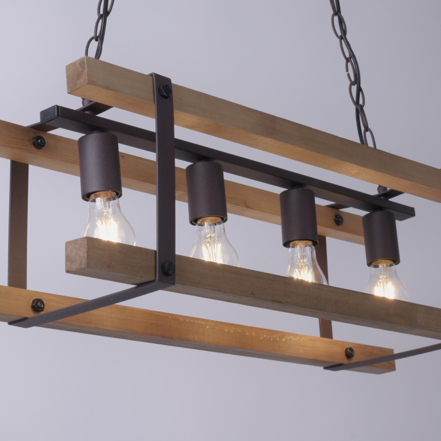 Leuchten Direkt 15684-79 - Kattokruunu ketjussa EDITH 4xE27/60W/230V mänty