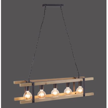 Leuchten Direkt 15685-79 - Kattokruunu ketjussa EDITH 5xE27/60W/230V mänty