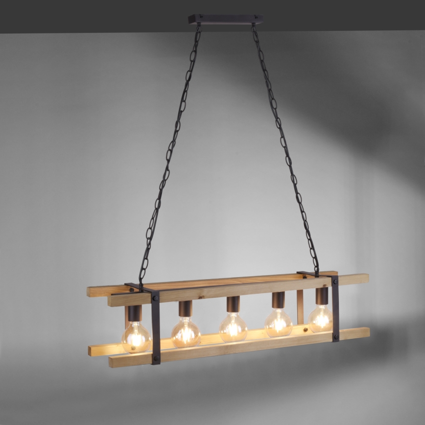 Leuchten Direkt 15685-79 - Kattokruunu ketjussa EDITH 5xE27/60W/230V mänty