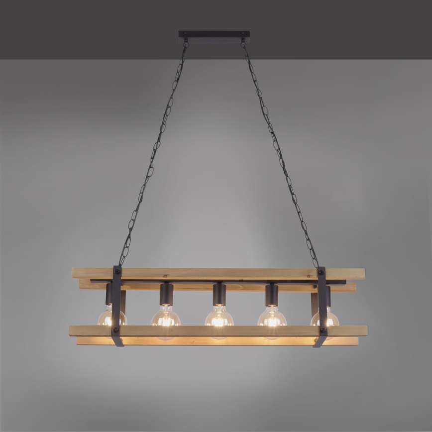 Leuchten Direkt 15685-79 - Kattokruunu ketjussa EDITH 5xE27/60W/230V mänty