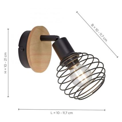 Leuchten Direkt 15921-79 - Seinäkohdevalo EUGEN 1xE14/40W/230V tammi